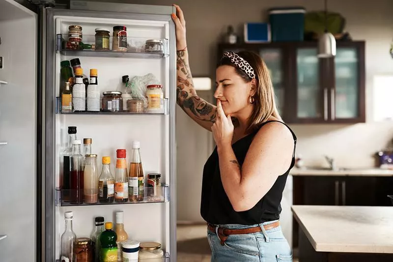 Checking the refrigerator