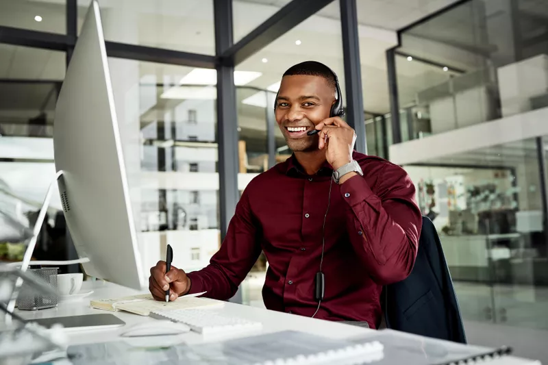 Young personal assistant talking