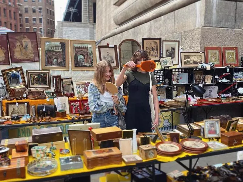 Shoppers at the Brooklyn Flea Market