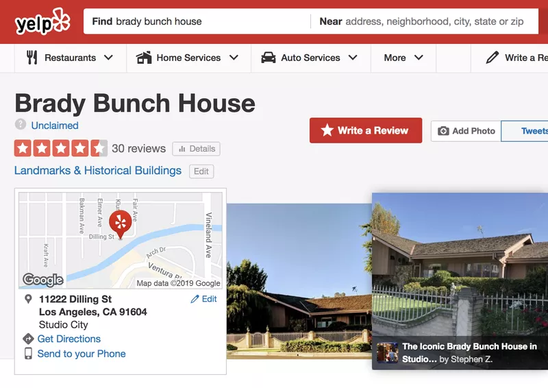 brady bunch house yelp