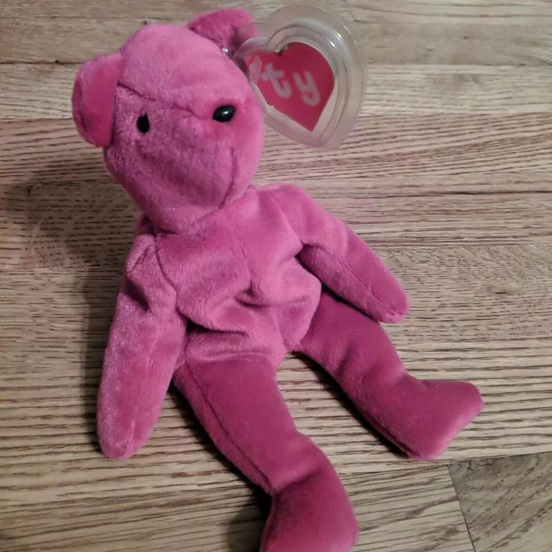 Old Face Magenta Teddy Beanie Baby