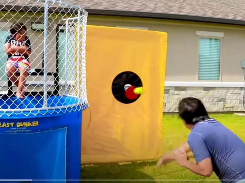 Ryan playing with dunk tank