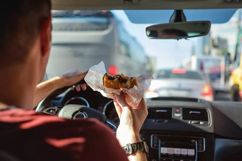 Eating a burger