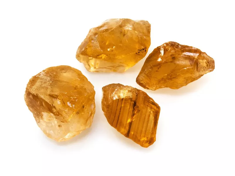 Raw, unpolished topaz gemstones