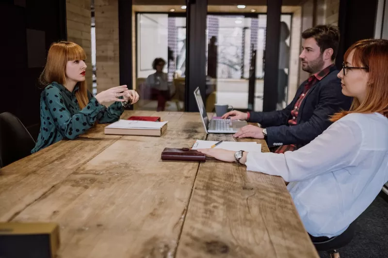 People talking during a job interview