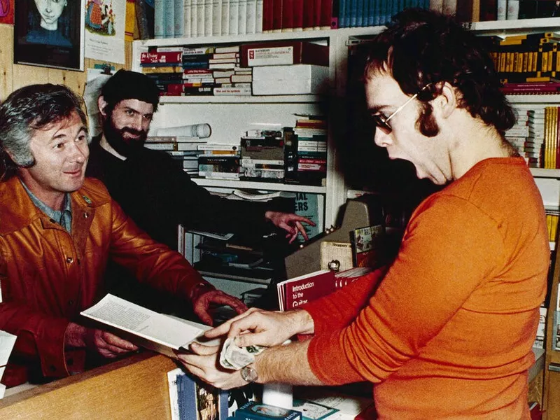 Elton John at a book store