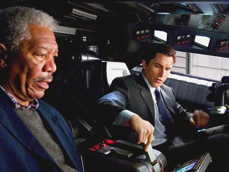 Morgan Freeman and Christian Bale