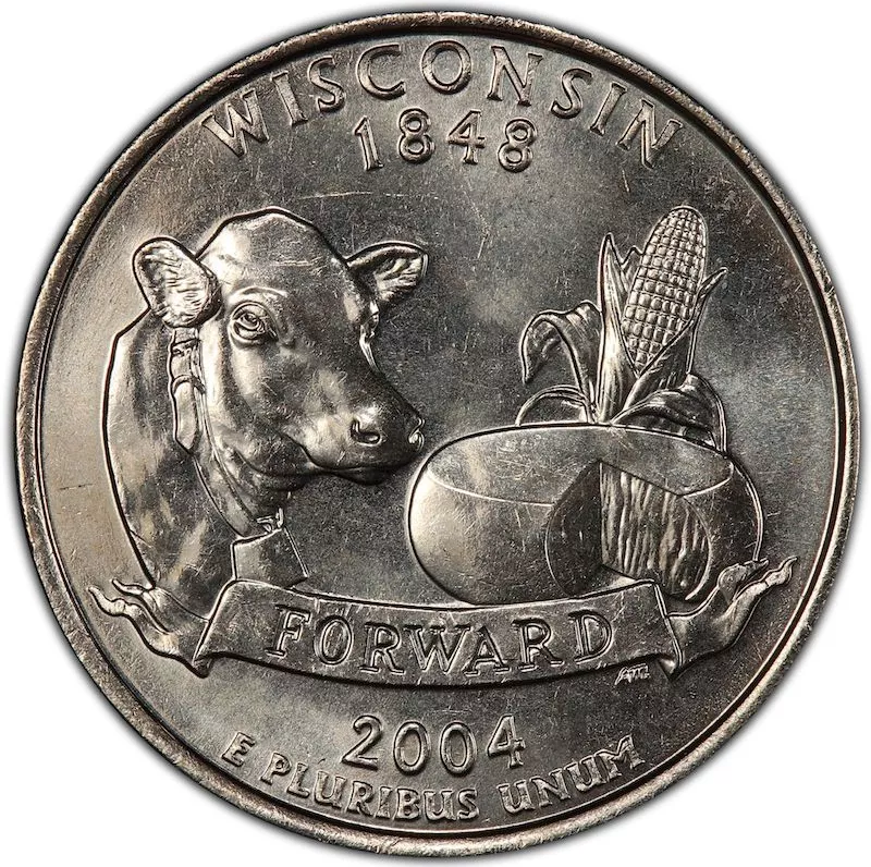 2004-D U.S. Wisconsin Extra Leaf Quarter