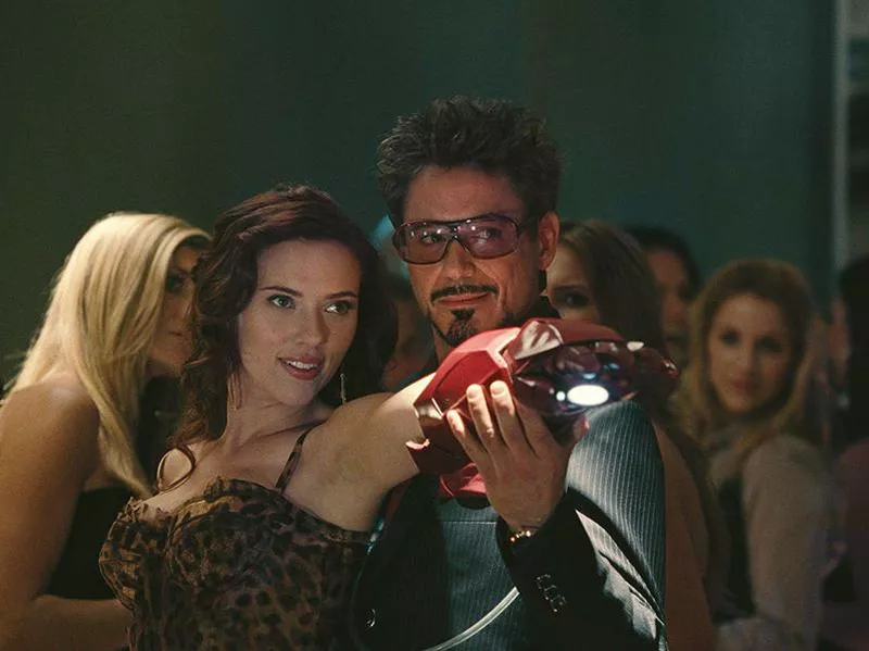 Robert Downey Jr. and Scarlett Johansson in Iron Man 2 (2010)