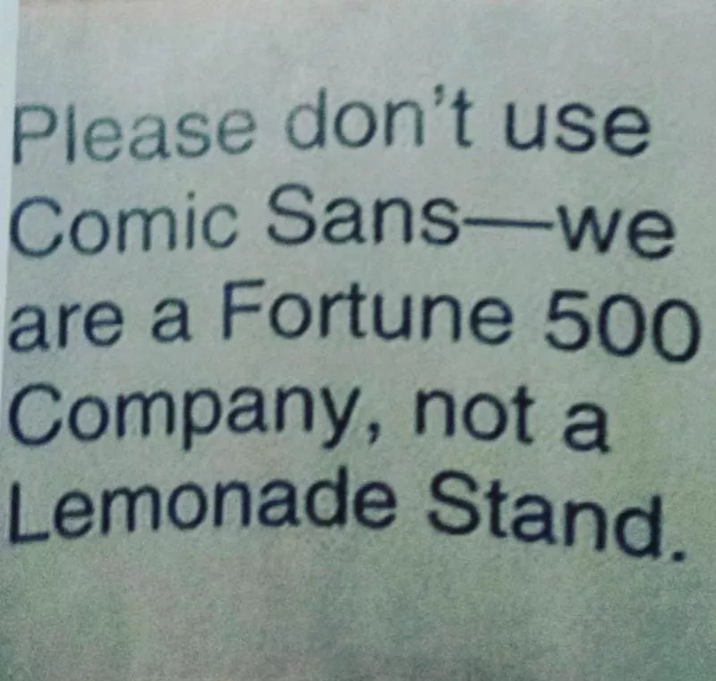 No Comic Sans