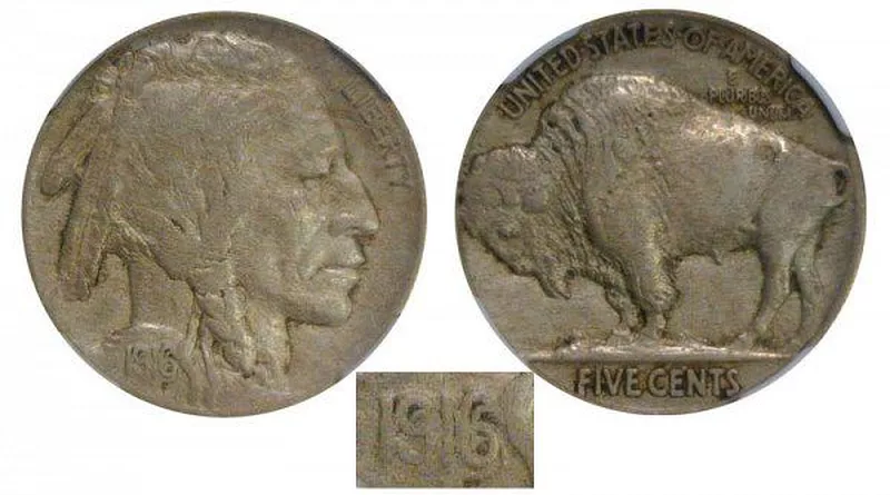 1916 Doubled Die Obverse Buffalo Nickel