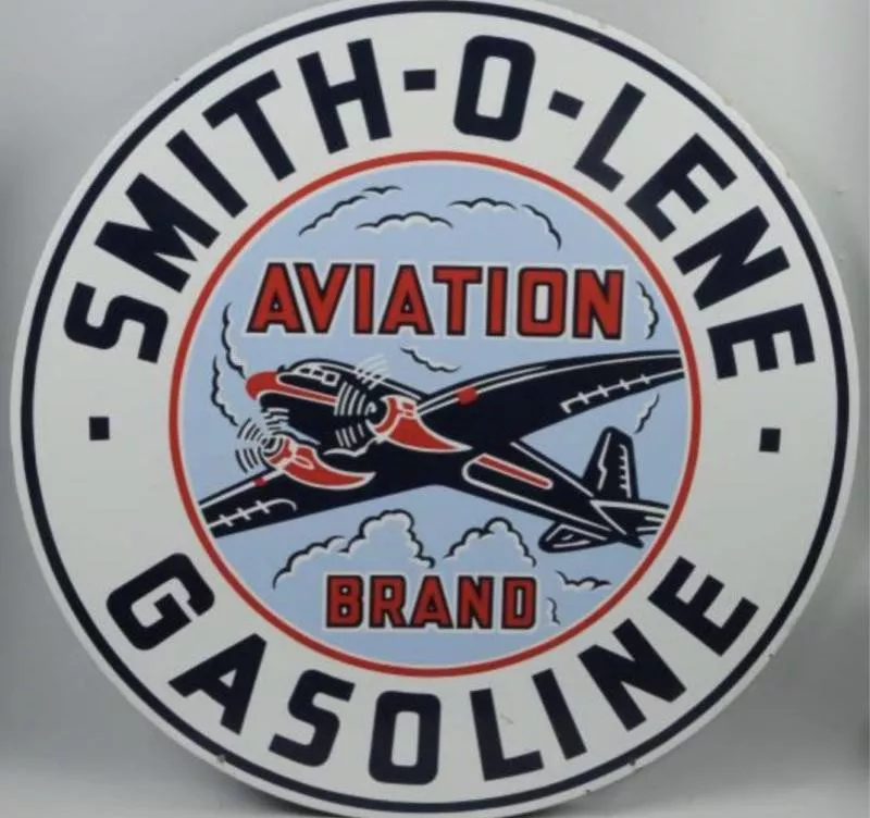 Smith-o-Lene Aviation Brand Gasoline advertising sign