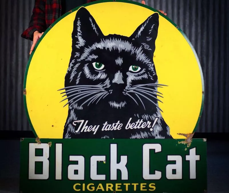 Black Cat Cigarettes advertising sign