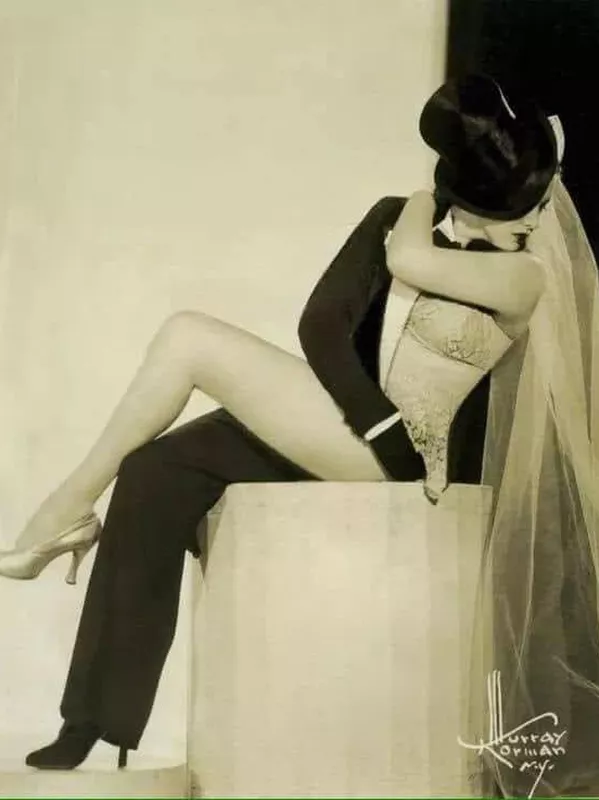 Zorita dressed as a bride and groom