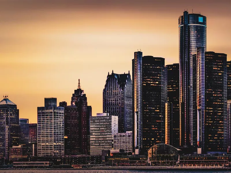 Detroit, Michigan - Skyline at Dusk