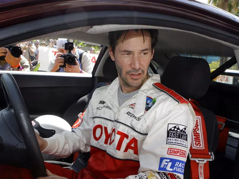 Keanu Reeves behind the wheel