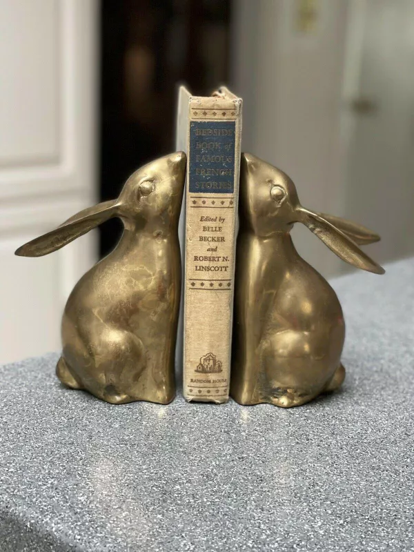 Solid Heavy Brass Bunny Bookends