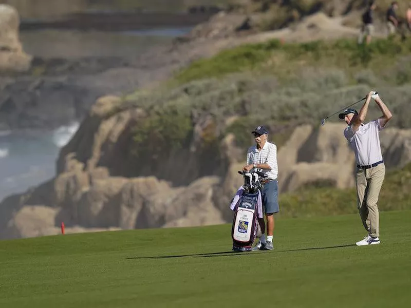 Jim Furyk hits from fairway