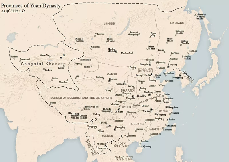 Map of the Yuan dynasty