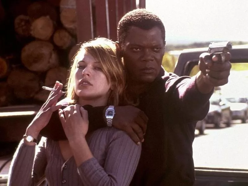 Mila Jovovich and Samuel L. Jackson