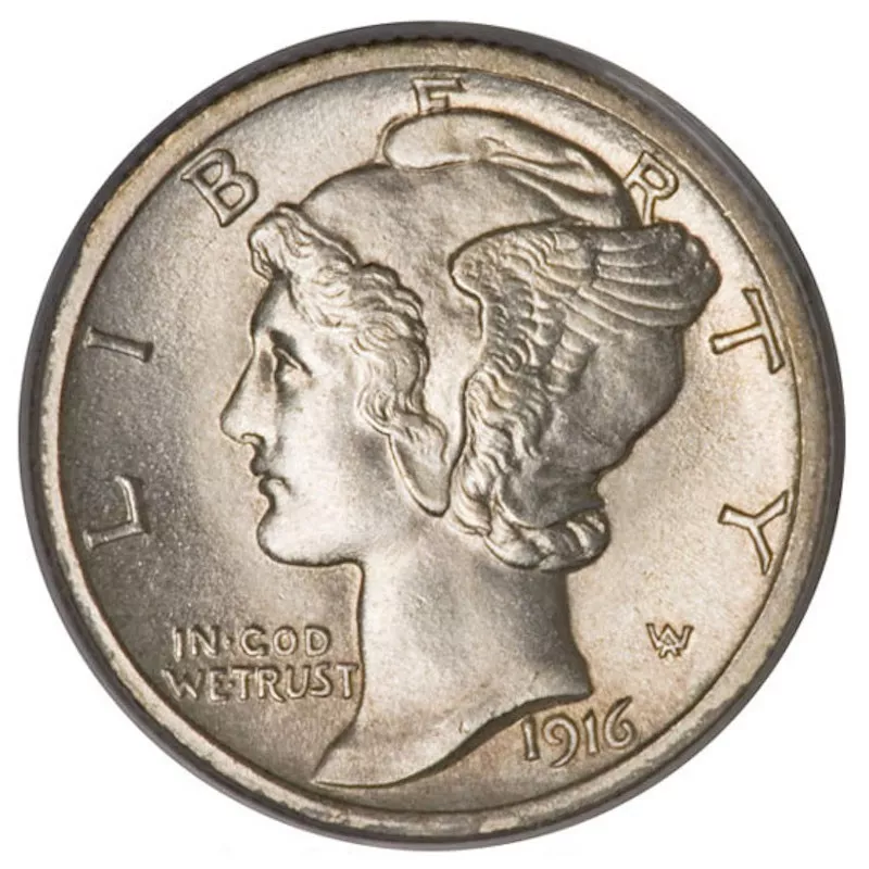 1916 D Full Band Mercury Dime