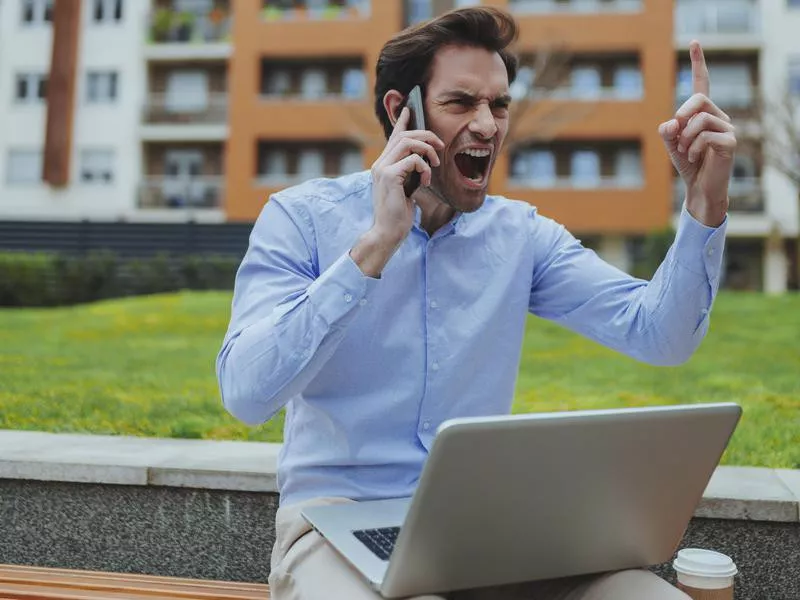 Man ranting on phone