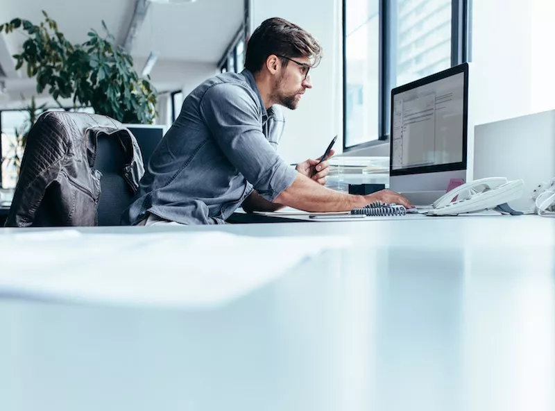 Worker at computer