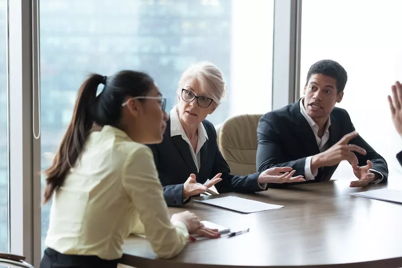 Woman at work meeting