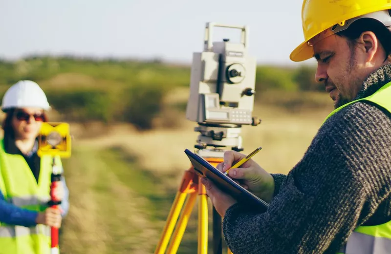 Surveying engineers at work