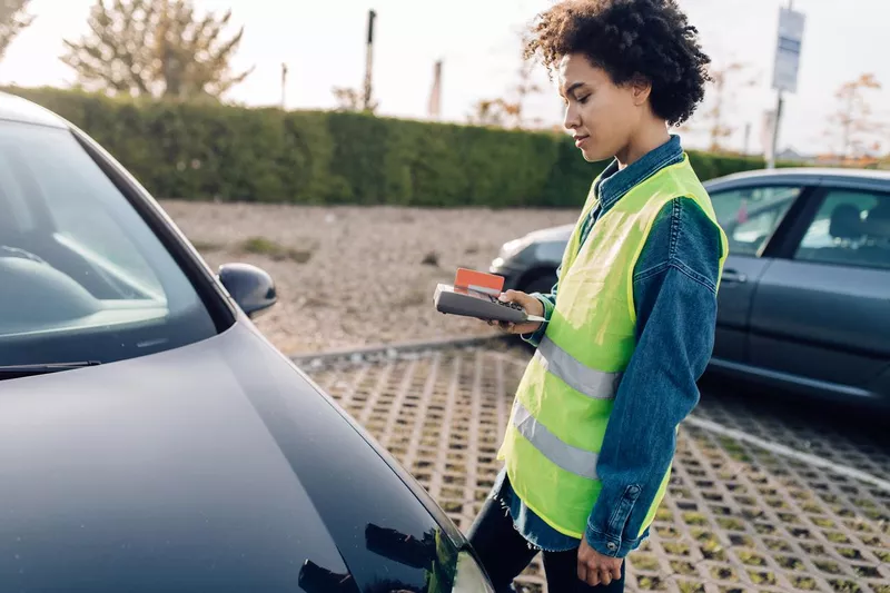 Parking controller checking the parking lot